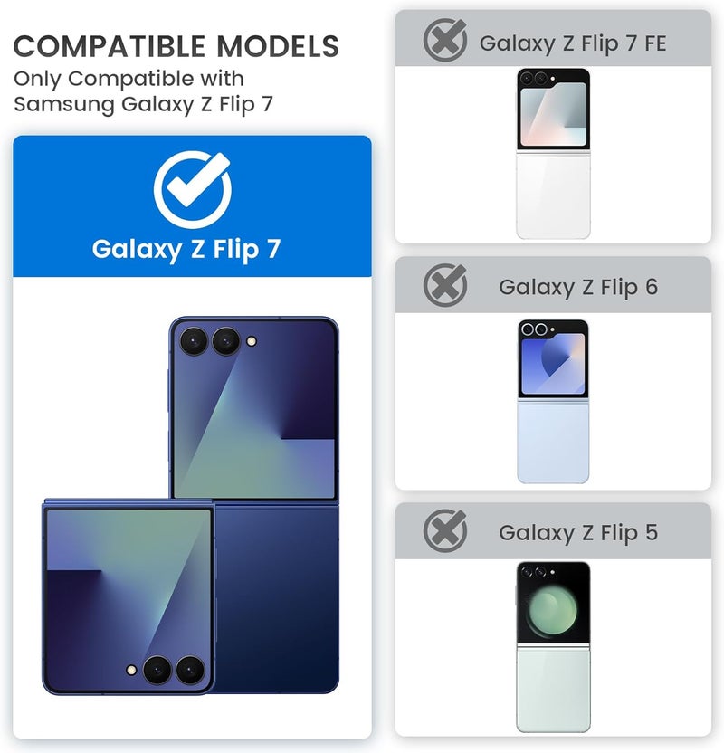 Vego for Galaxy Z Flip 7 Case, 360° Rotatable Ring Kickstand & Belt Clip Holster & Tempered Glass Camera Screen Protector & Hinge Protection, Shockproof Case for Samsung Flip 7 5G - Black - Image 2